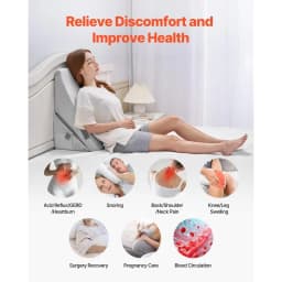 Incline Bed Pillow, Adjustable Orthopedic Triangular Pillow, Foam Filling, Washable Cover, Bed Reading Pillow for Acid Reflux, Back, Leg, Neck Pain Relief, Light Gray