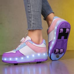 Kid Led Glowing Sneakers USB Charging Luminous Shoes Outdoor Sport Roller Skates Children Four Wheels Boys Girls Casual Shoes