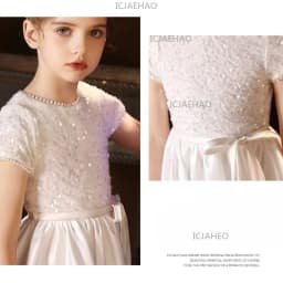 White Kids Formal Princess Performance Birthday Flower Girl Evening Dress Gown Korean Style Sweet Little Children Host Piano