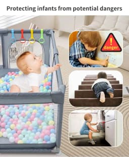 Premium Large Baby Playpen Soft Anti-Collision Padding Integrated Ball Pit All-in-One Toddler Activity Center Indoor Outdoor Safety Play Yard For 0-5 Years Old Kids Home Garden Nursery Use