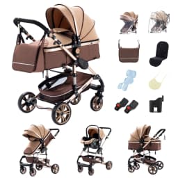 3‑in‑1 Elegant Heavy‑Duty Newborn Carriage, Adjustable Seating Position, Uplifted Wide‑View Support Structure, Space‑Saving Single‑Motion Fold Construction, Climate‑Tolerant Interior Cushion Layout For Infant Daily Wandering And At‑Home Leisure Mo