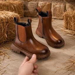 JGSHOWKITO Simple Children Leather Boots Retro Solid Color Boys Girls Ankle Boots for School Non-slip Kids Platform Boots Zipper