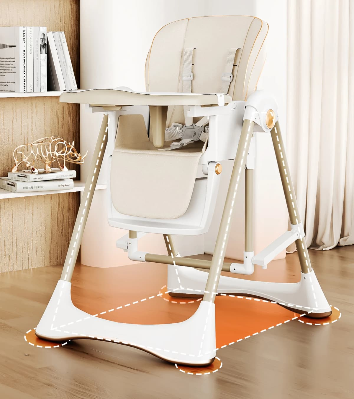 Baby High Chair Baby Dinner Table Chair with Skin Friendly Cotton Pad Multi Functional Infant High Chair