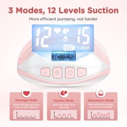 Wearable Breast Pump Electric Breastpumps Hands Free Comfort Milk Collector Lightweight with LED Display 3 Modes & 12 Levels
