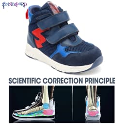 Corrective Orthopedic Sneaker for Kids High Top AFO Leather, Boys and Girls' Arch Support Shoes for Prophylactic Toe Walking