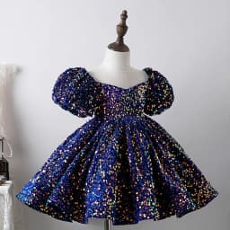 Children Yellow Dress Girls Party Evening Elegant Luxury Celebrity Formal Dresses Fluffy Sequin Tutu Ball Gown Birthday Vestidos