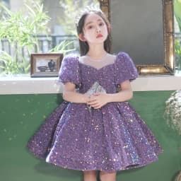 Children Yellow Dress Girls Party Evening Elegant Luxury Celebrity Formal Dresses Fluffy Sequin Tutu Ball Gown Birthday Vestidos
