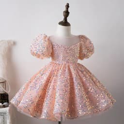 Children Yellow Dress Girls Party Evening Elegant Luxury Celebrity Formal Dresses Fluffy Sequin Tutu Ball Gown Birthday Vestidos