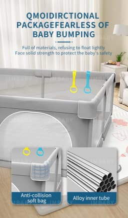 Baby Playpens Light Gray Children's Play Playpen Large Indoor Baby Playground with Protective Angle Activities Fence for Baby