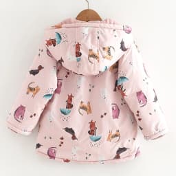 Girls' Softshell Jacket with Fleece,Children's Transition Coat,Windproof Waterproof Rain Jacket,Hood Cartoon Kids Winter Outfits