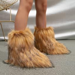 2023 Winter Kids Warm Snow Boots Puffy Faux Fur Boots Children Furry Shoe Rubber Flat Non-slip Slip-on Boots Luxury Fur Shoes