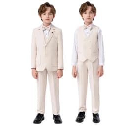 Customize Child Suit Set 4 Pieces Blazer Vest Pants Bow-tie Wedding Party Handsome Slim Fit Boys Dresswear For Activities