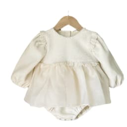 2026 Winter New Baby Girls Fleece Warm Bodysuit Fashion Plush Splice Lace Princess Dress Infant Girls Long Sleeve Jumpsuit + Hat