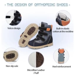 Kids Boys High Top Boots Orthopedic Shoes For Children Toddler New Cow Leather Girls Clubfoot Black Medical Orthotics Footwear