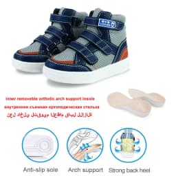 Ortoluckland Children Sneakers Kids Boys Leather Mesh Orthopedic Shoes Toddler Baby Girls Tiptoe Arch Support Soles Footwear