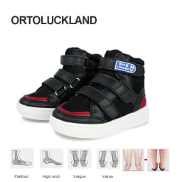 Ortoluckland Children Sneakers Kids Boys Leather Mesh Orthopedic Shoes Toddler Baby Girls Tiptoe Arch Support Soles Footwear