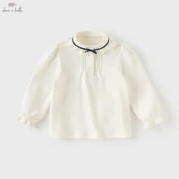 Dave Bella Children's Autumn New Girl's Long Sleeve Shirt Girls White Shirt Gentle Kids Elegant Pure Cotton Top Party DB3253132