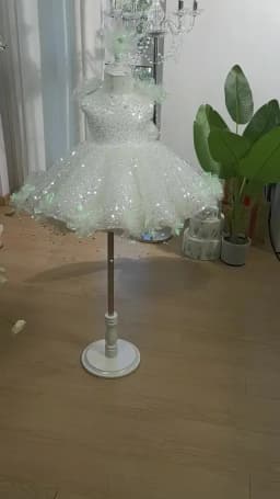 Pearl Flower Dress Children's Princess Dress European and American Style Sequin Pearl Flower Girls Party Playing White Dress