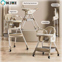 OWJHE Multi-functional folding Baby Seat Toddler Eating Chair Baby High Chair for Dinner Baby Feeding Chair with 4 Wheels