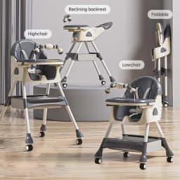 OWJHE Multi-functional folding Baby Seat Toddler Eating Chair Baby High Chair for Dinner Baby Feeding Chair with 4 Wheels