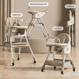 OWJHE Multi-functional folding Baby Seat Toddler Eating Chair Baby High Chair for Dinner Baby Feeding Chair with 4 Wheels