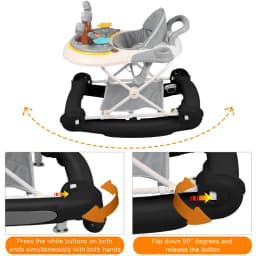 Baby Walker With Activity Center, Toy For First Steps With Play Arch, Height Adjustable, Baby Walker From 6 Months