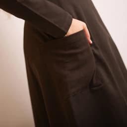 Autumn Winter Women's Woven Denim Wrap Dress with Side Pockets Grey and Green Long Sleeves Round-Neck Casual Maxi Dress