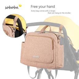 Soboba Women's Diaper Backpack Large Capacity with Stroller-Hanging Straps Portable Light Nappy Changing Bag for Babies
