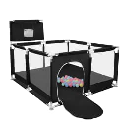 Baby Playpen, Children's Playpen, Baby Ball Pit, with Basketball Hoop, 126x126x66cm and as a Walking Aid