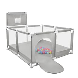 Baby Playpen, Children's Playpen, Baby Ball Pit, with Basketball Hoop, 126x126x66cm and as a Walking Aid