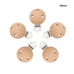 Mabochewing 50pcs Beech Wood Clips Round Clamp Style DIY Pacifier Chain Necklace Bracelet Accessories