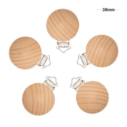 Mabochewing 50pcs Beech Wood Clips Round Clamp Style DIY Pacifier Chain Necklace Bracelet Accessories