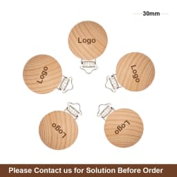 Mabochewing 50pcs Beech Wood Clips Round Clamp Style DIY Pacifier Chain Necklace Bracelet Accessories