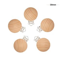 Mabochewing 50pcs Beech Wood Clips Round Clamp Style DIY Pacifier Chain Necklace Bracelet Accessories