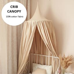 Kids Bed Canopy Cotton Linen Cover Net Baby Crib Reading Nook Curtain Nursery Room Decor Hideaway Hanging Round Tent