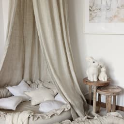 Kids Bed Canopy Cotton Linen Cover Net Baby Crib Reading Nook Curtain Nursery Room Decor Hideaway Hanging Round Tent