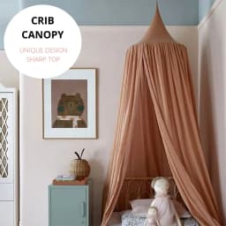 Kids Bed Canopy Cotton Linen Cover Net Baby Crib Reading Nook Curtain Nursery Room Decor Hideaway Hanging Round Tent