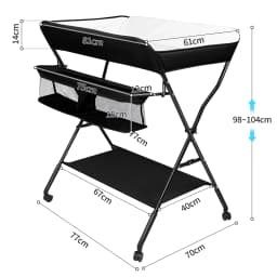 Foldable baby changing Table with Storage basket height 4 levels load 11kg 12 months blue/black/gray
