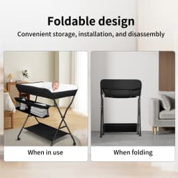 Foldable baby changing Table with Storage basket height 4 levels load 11kg 12 months blue/black/gray