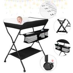 Foldable baby changing Table with Storage basket height 4 levels load 11kg 12 months blue/black/gray