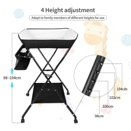 Foldable baby changing Table with Storage basket height 4 levels load 11kg 12 months blue/black/gray