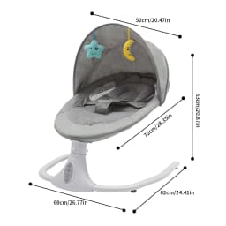 Gray Floor-mounted Automatic Swing Electric Baby Rocking Chair Three-point Harness Holds for Babies Aged 0 To 18 Months