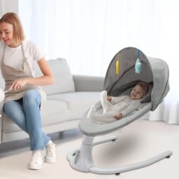 Gray Floor-mounted Automatic Swing Electric Baby Rocking Chair Three-point Harness Holds for Babies Aged 0 To 18 Months