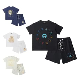 Boys' sportswear set summer new design 100% pure cotton children's T-shirt short sleeved+shorts two-piece set