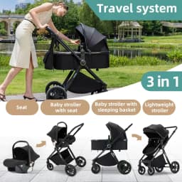 3 in 1 Elevated‑View Baby Stroller Travel System Infant Safety Car Seat Breathable Summer Mesh Lightweight Durable Aerospace Aluminum Frame Compact Fold Space‑Saving Travel Buggy for Newborn
