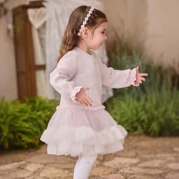 Dave Bella Autumn Spring Sweater Mesh Dress Girls Long Sleeves Party Princess Dress Children's Birthday Clothes DB1260665 