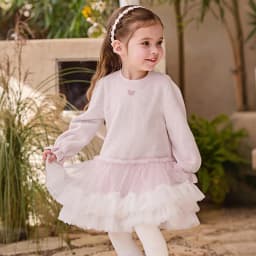 Dave Bella Autumn Spring Sweater Mesh Dress Girls Long Sleeves Party Princess Dress Children's Birthday Clothes DB1260665 