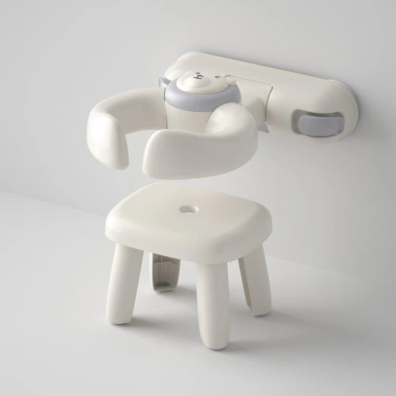 No Drill Wall Mounted Foldable Baby Bath Seat Suction Cup Infant Safe Bathing Support Bathroom Shower Stand Rack for Kids Toddle