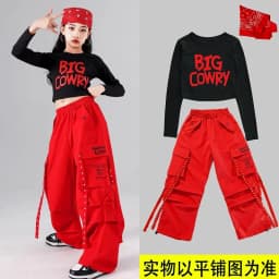 Girls Hip Hop Crop Top Colorful Cargo Pants Children Costumes Kids Streetwear Jazz K-pop Street Dance Girl Group Clothes Sets