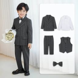 OLEKID New Children Boys Striped Suit Formal Elegant Handsome Boys Suit Kid Blazer Vest And Pants 4/5Pcs Suit 1-10Y Boy Costume